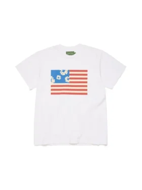 Camiseta con bandera y guirnalda, color blanco