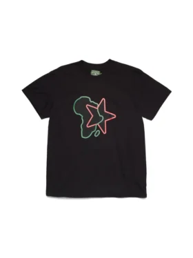 Camiseta con estrella panafricana, color negro