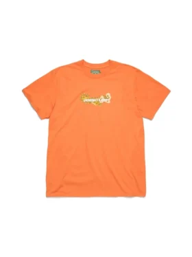 Camiseta de algodón con logo floral naranja