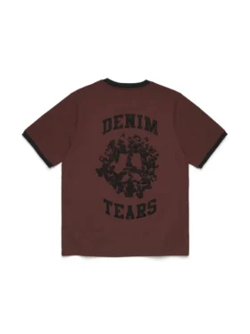 Camiseta de Denim con cuello redondo U, color marrón