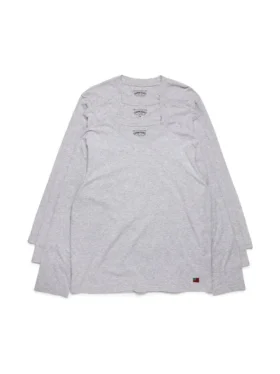 Camiseta de manga larga DT Flag, paquete de 3, gris