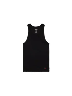 Camiseta sin mangas acanalada con bandera DT, paquete de 3, color negro