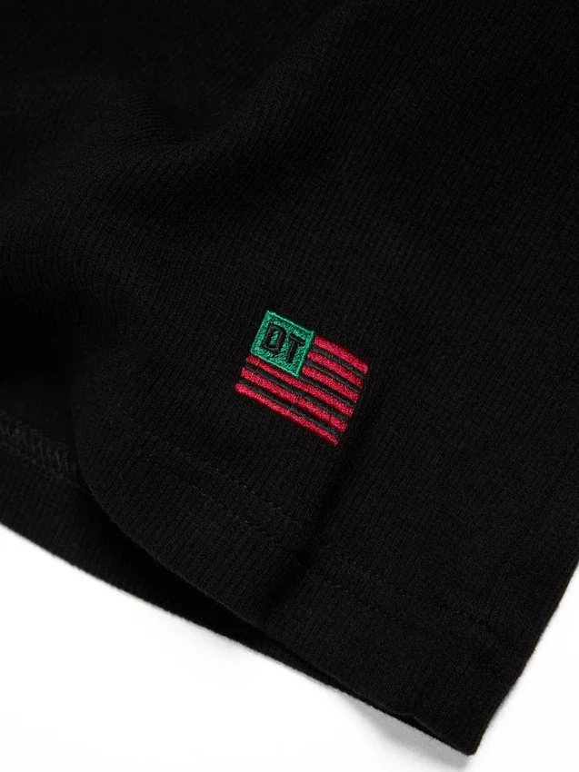 Camiseta sin mangas acanalada con bandera DT, paquete de 3, color negro