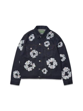 Chaqueta de Denim con Cotton Wreath con tachuelas y orillo