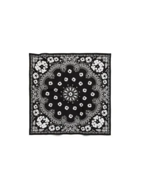 Cotton Wreath Bandana with Paisley Pattern and Black Color