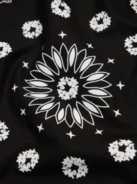 Cotton Wreath Bandana with Paisley Pattern and Black Color