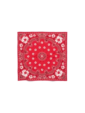 Cotton Wreath Bandana with Paisley Pattern and Red Design