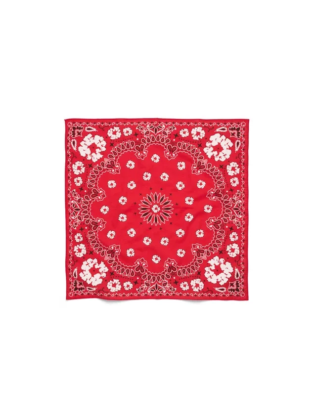 Cotton Wreath Bandana with Paisley Pattern and Red Design