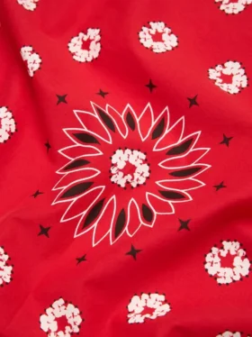 Cotton Wreath Bandana with Paisley Pattern and Red Design