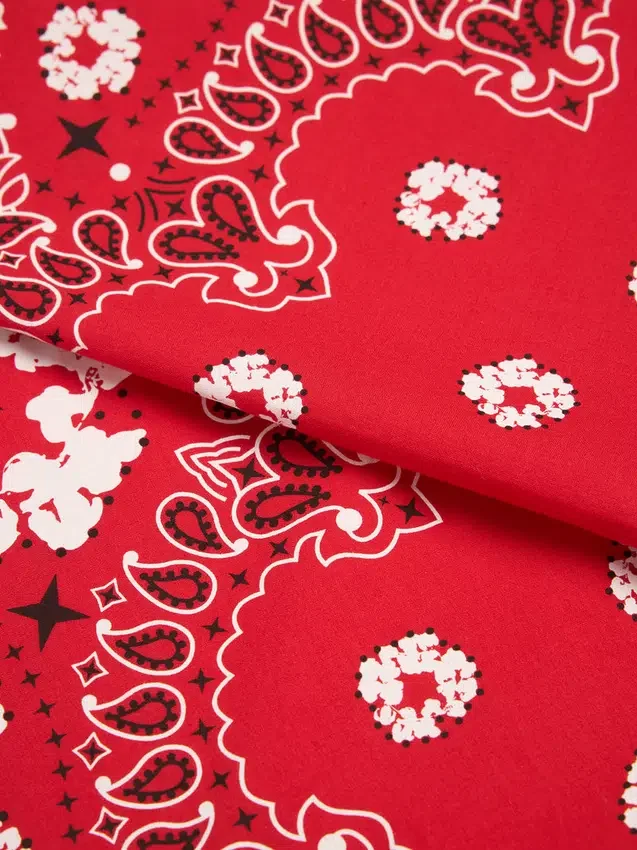 Cotton Wreath Bandana with Paisley Pattern and Red Design