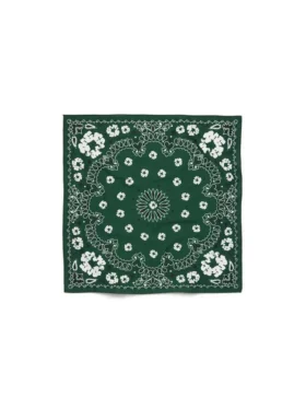 Cotton Wreath Bandana with Paisley Print and Green Design