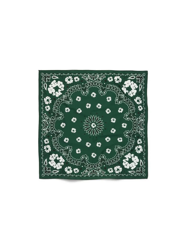 Cotton Wreath Bandana with Paisley Print and Green Design