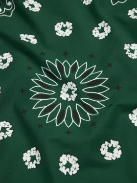 Cotton Wreath Bandana with Paisley Print and Green Design