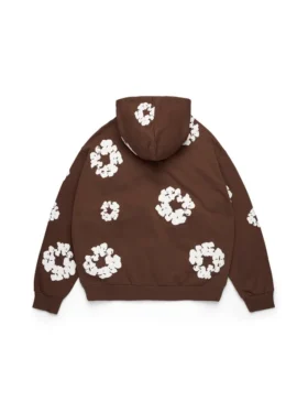 Cotton Wreath Hoodie con capucha y cremallera en color marrón oscuro