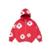 Cotton Wreath Hoodie para niños con guirnaldas de algodón, color rojo