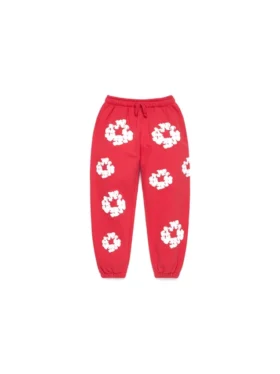 Cotton Wreath Sweatpant para niños con diseño de corona, color rojo