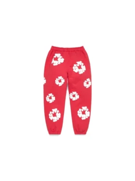 Cotton Wreath Sweatpant para niños con diseño de corona, color rojo