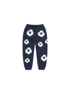 Cotton Wreath Sweatpant para niños con diseño de guirnalda, azul marino