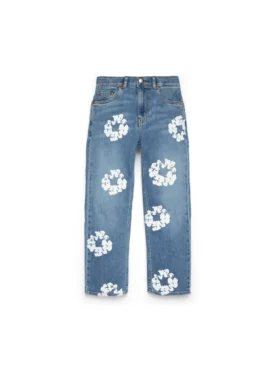 Denim pants for children «Cotton Wreath» in light indigo