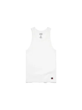 DT Flag, paquete de 3 camisetas sin mangas acanaladas, color blanco