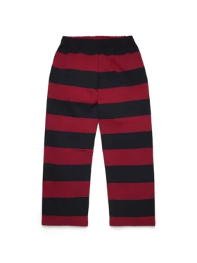 Pantalón de sudadera con dobladillo abierto y escudo a rayas, rojo/azul marino