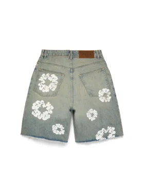 Pantalones cortos de Denim «Cotton Wreath» con lavado sucio