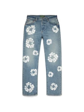 Pantalones de Denim «Cotton Wreath» de algodón, corte recto y lavado claro