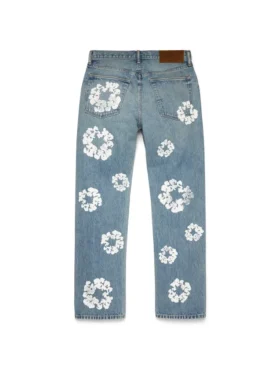 Pantalones de Denim «Cotton Wreath» de algodón, corte recto y lavado claro