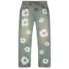 Pantalones de Denim Cotton Wreath de corte recto con lavado sucio