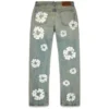 Pantalones de Denim Cotton Wreath de corte recto con lavado sucio