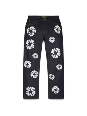 Pantalones de Denim Cotton Wreath de corte recto con ribete