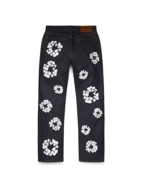 Pantalones de Denim Cotton Wreath de corte recto con ribete