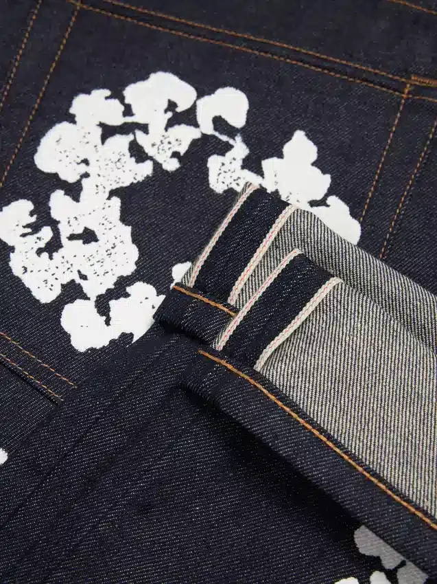 Pantalones de Denim Cotton Wreath de corte recto con ribete