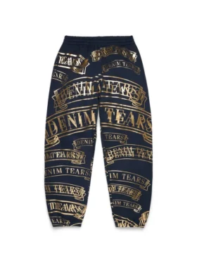 Pantalones de sudadera ADG con estampado de pancarta, azul marino
