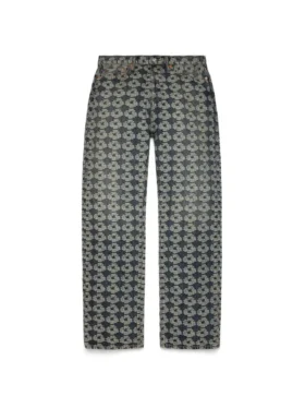 Pantalones holgados de Denim con diseño de guirnalda en jacquard