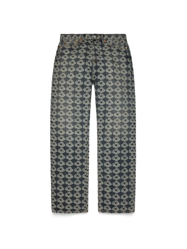 Pantalones holgados de Denim con diseño de guirnalda en jacquard