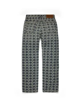 Pantalones holgados de Denim con diseño de guirnalda en jacquard