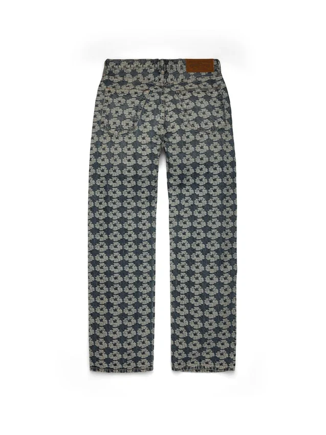 Pantalones holgados de Denim con diseño de guirnalda en jacquard