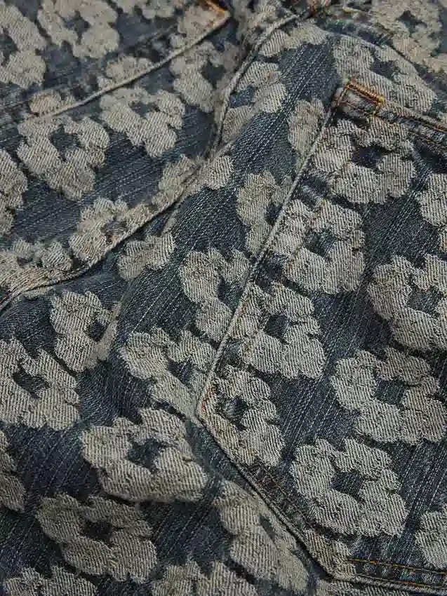 Pantalones holgados de Denim con diseño de guirnalda en jacquard