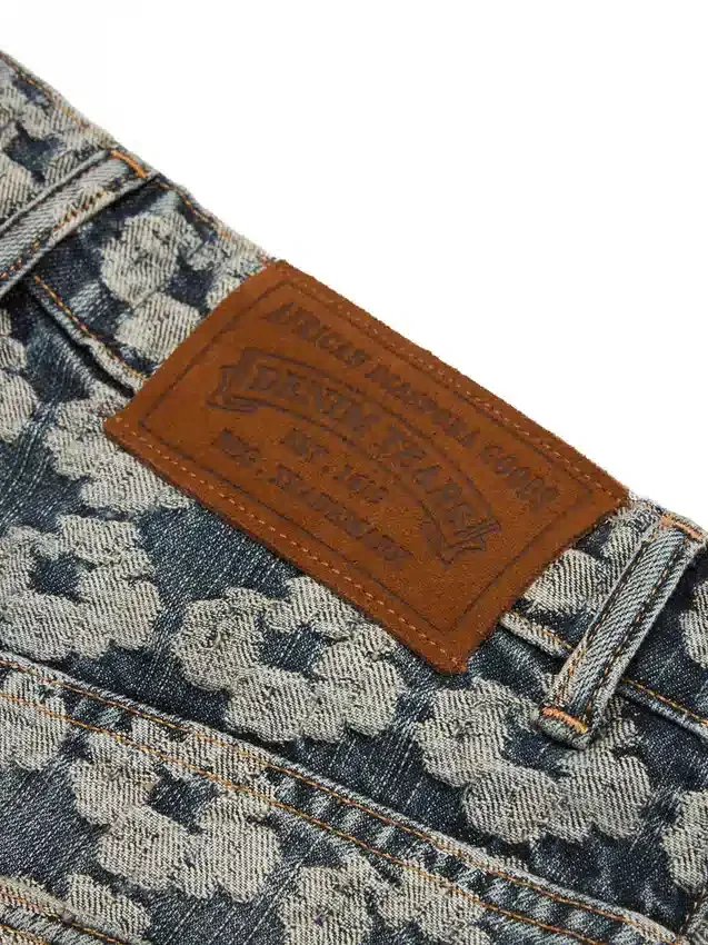 Pantalones holgados de Denim con diseño de guirnalda en jacquard