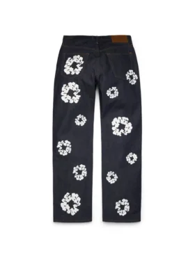 Pantalones holgados de Denim Cotton Wreath con ribete