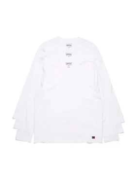 Paquete de 3 camisetas de manga larga DT Flag, color blanco