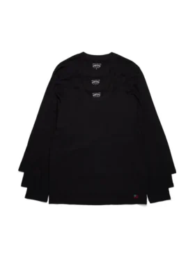 Paquete de 3 camisetas de manga larga DT Flag, color negro
