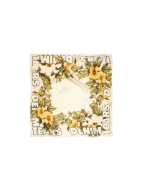 Pañuelo de seda floral color crema