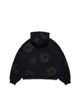 Sudadera con capucha y cardigan «Cotton Wreath» en color negro