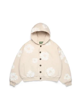 Sudadera con capucha y cardigan Cotton Wreath Hoodie, color avena