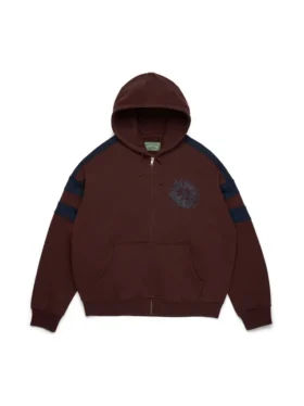 Sudadera con capucha y cremallera con paneles Denim U, color marrón