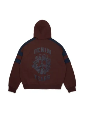 Sudadera con capucha y cremallera con paneles Denim U, color marrón