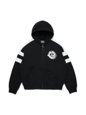 Sudadera con capucha y cremallera con paneles Denim U, color negro
