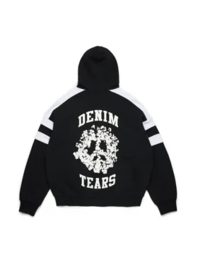 Sudadera con capucha y cremallera con paneles Denim U, color negro